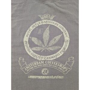 Amsterdam Coffee Shop Royal Dutch Marijuana Co. Cannibas Gray T-Shirt Size Med